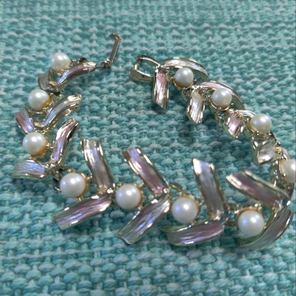 Vintage Judy Lee Silver Pearl Bracelet